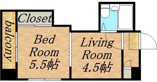 札幌JOW2ビル(1DK/8階)の間取り写真
