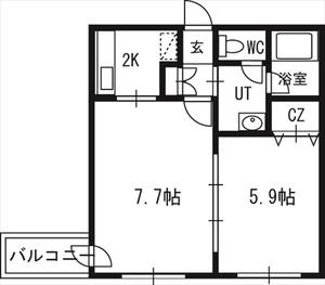 ミュプレ円山公園(1LDK/1階)の間取り写真
