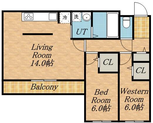 AMS伏見(2LDK/3階)の間取り写真