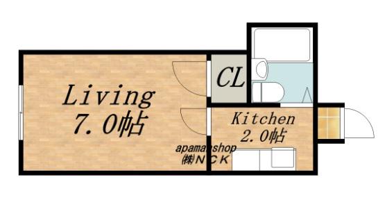 パルコート(1K/3階)の間取り写真