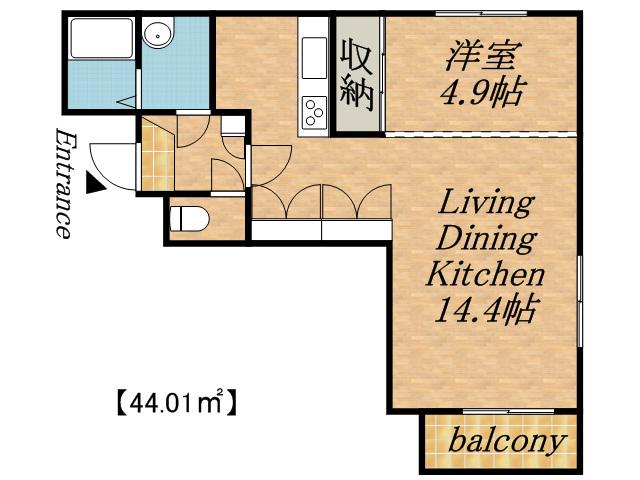 HOKO南高前(1LDK/3階)の間取り写真