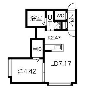 LUXE山鼻(1LDK/2階)の間取り写真