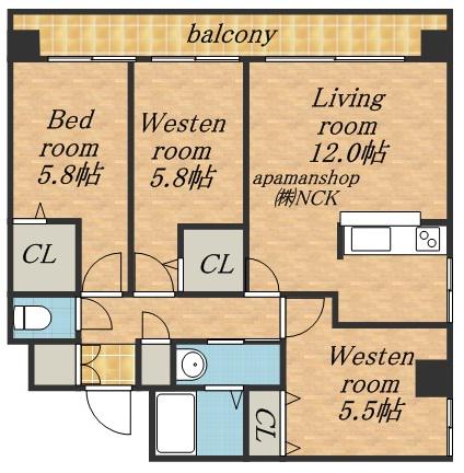 コローレ知事公館前(3LDK/9階)の間取り写真