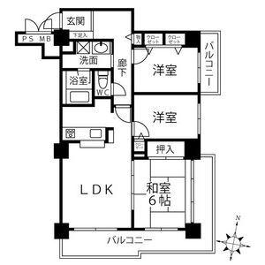 クリオ行啓通弐番館(3LDK/2階)の間取り写真