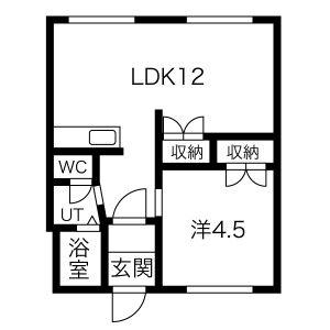 レジデンスふれあい(1LDK/4階)の間取り写真