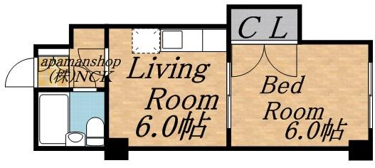 シティパレス12(1DK/4階)の間取り写真