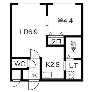 ル・ファール南6条 イースト(1LDK/3階)の間取り写真