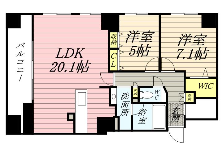 ラ・クラッセ札幌ステーションルミエール(3LDK/5階)の間取り写真
