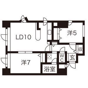 ダイアパレス大通第2(2LDK/11階)の間取り写真