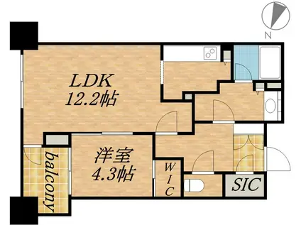 プライムメゾン南2条(1LDK/10階)の間取り写真