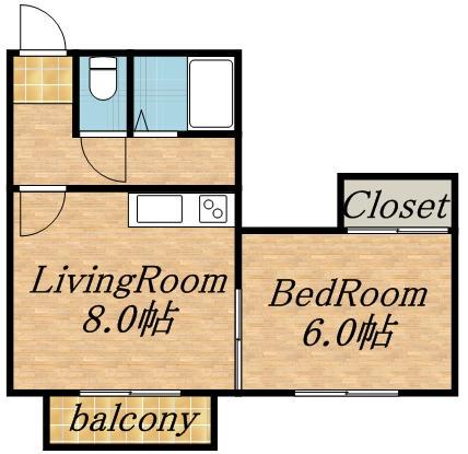 グランドールS28(1DK/3階)の間取り写真