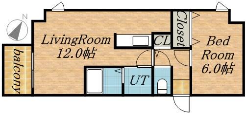 グランドジョラスN6(1LDK/6階)の間取り写真