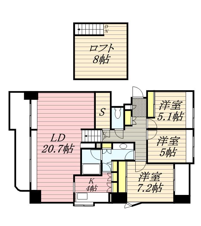 ライフプラザ旭ヶ丘(3LDK/10階)の間取り写真