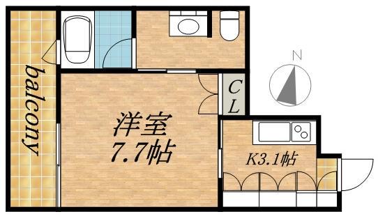 ラフィネタワー札幌南3条(1K/3階)の間取り写真