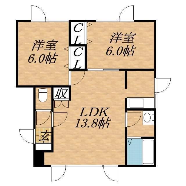 クローバーフィールド(2LDK/2階)の間取り写真