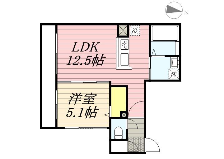 HGS サウス11(1LDK/5階)の間取り写真