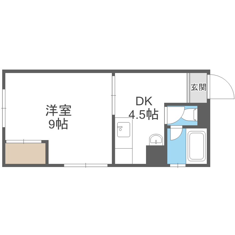 札幌ニュースカイマンション(1DK/3階)の間取り写真