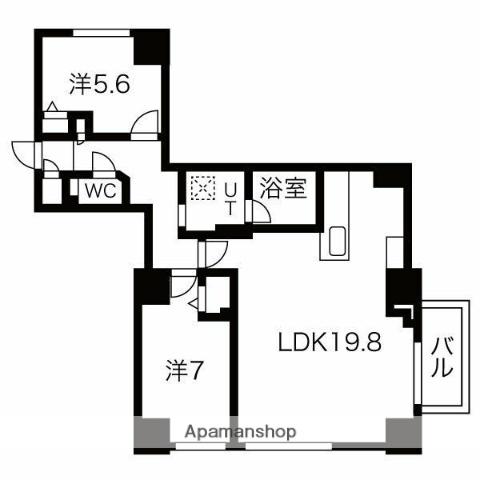 ラ・クラッセ札幌大通サウスシティ(2LDK/8階)の間取り写真