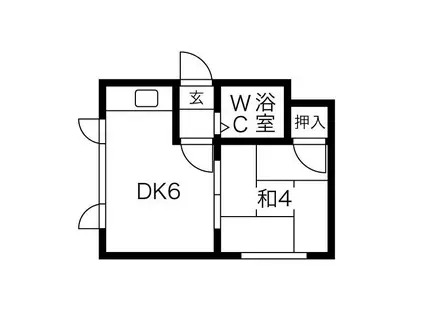 シャルロッテ藤嶋(1DK/2階)の間取り写真