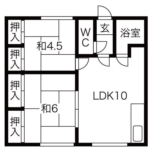 陽光マンション(2LDK/1階)の間取り写真