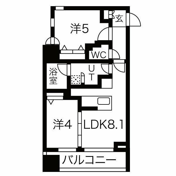 ラ・クラッセ札幌シティフォート(2DK/3階)の間取り写真