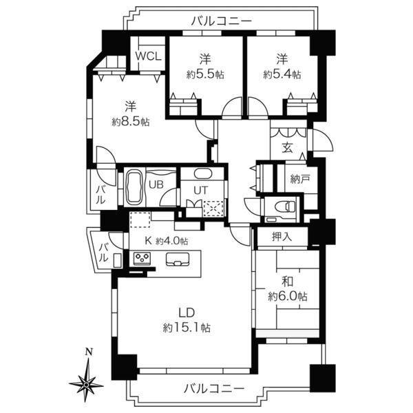 じょうてつドエル・アイム山鼻(4LDK/4階)の間取り写真