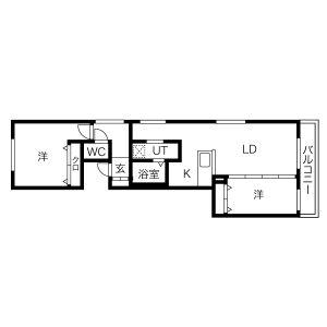 アルファスクエア宮の森2条(2LDK/1階)の間取り写真