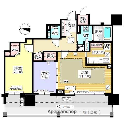 円山ザ・レジデンス(2LDK/15階)の間取り写真