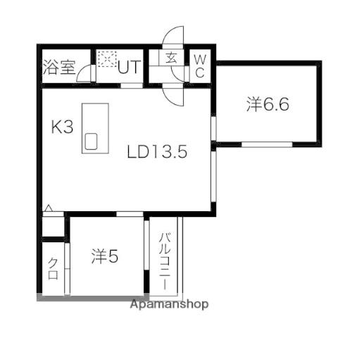円山桜並木通ビル(2LDK/5階)の間取り写真
