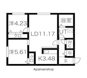 ヴォーネン幌西(2LDK/1階)の間取り写真