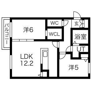 PCHE山鼻D(2LDK/2階)の間取り写真