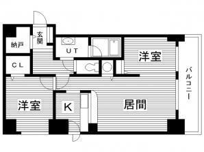 ライラックコート円山大通(2LDK/2階)の間取り写真