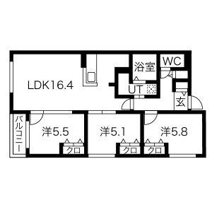 ZABO HILLS FUSHIMI(3LDK/1階)の間取り写真