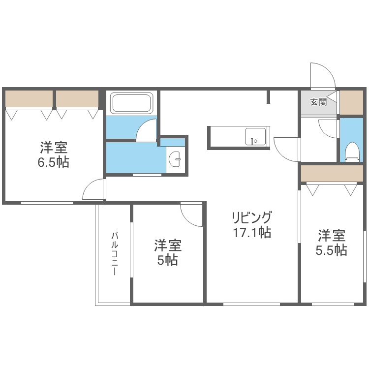 ノース SEA ROAD(3LDK/2階)の間取り写真