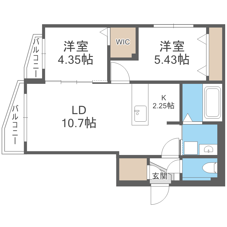 DIORE RESIDENCE SAPPORO(2LDK/1階)の間取り写真