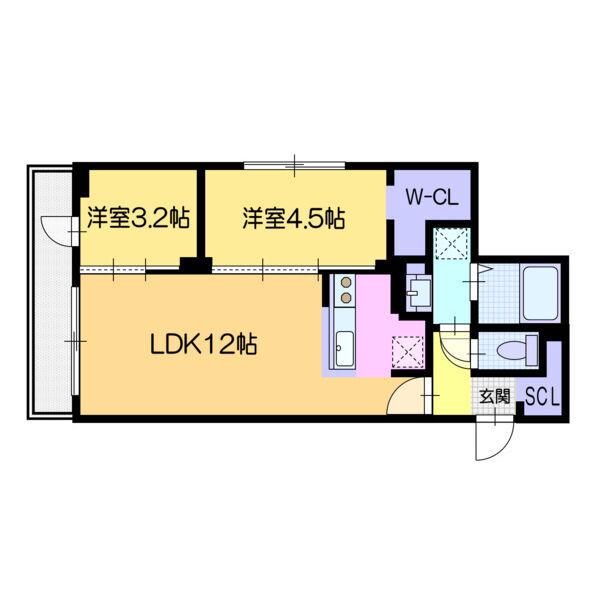 DPレジデンス南円山(2LDK/2階)の間取り写真