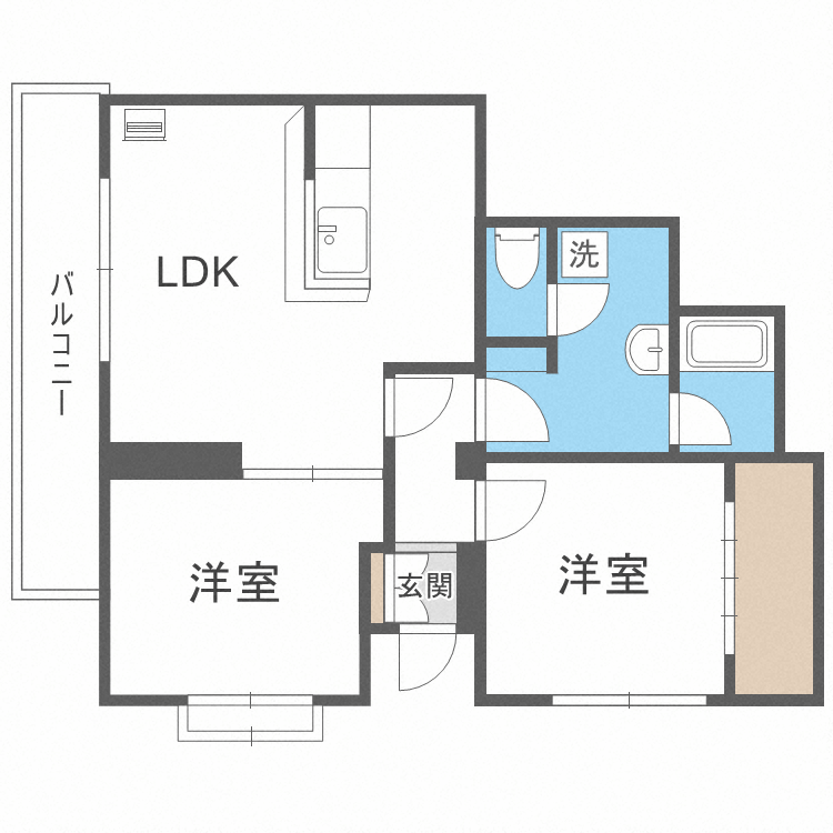 円山3条ハイツ(2LDK/1階)の間取り写真