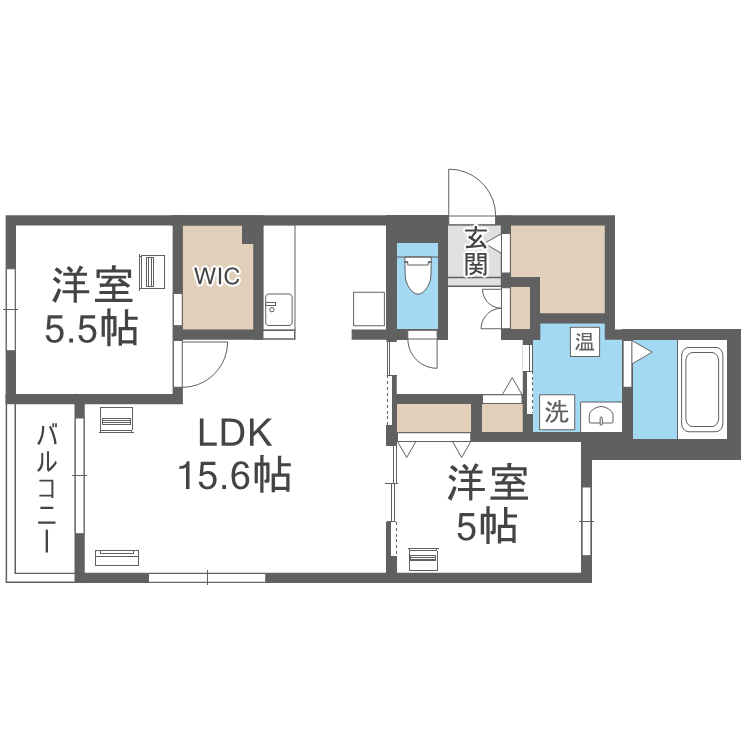 エフュート北円山(2LDK/2階)の間取り写真