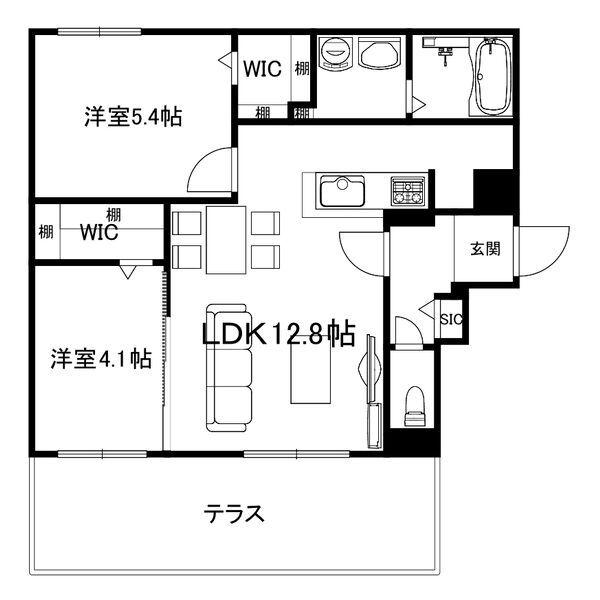 ブランシャール西線11条HD(2LDK/1階)の間取り写真