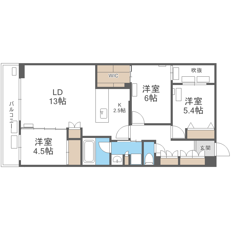 SーRESIDENCE南円山BLAZE(3LDK/5階)の間取り写真