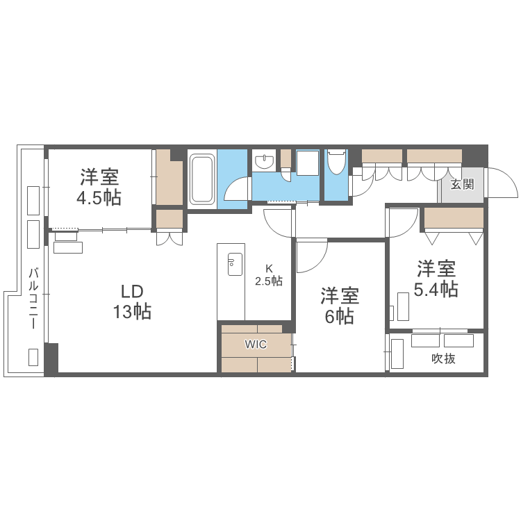 SーRESIDENCE南円山BLAZE(3LDK/5階)の間取り写真