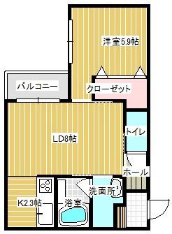 DOONA札幌(1LDK/2階)の間取り写真