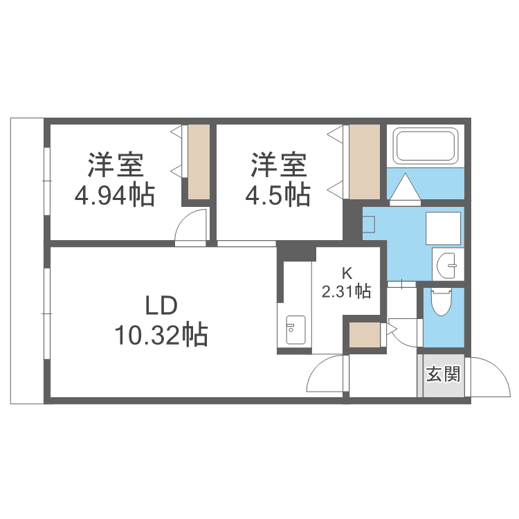 S-RESIDENCE医大南ALTIER(2LDK/3階)の間取り写真