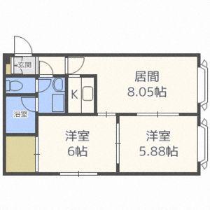 エクセル藤(2LDK/1階)の間取り写真