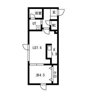 ハイヒルズ(1LDK/2階)の間取り写真