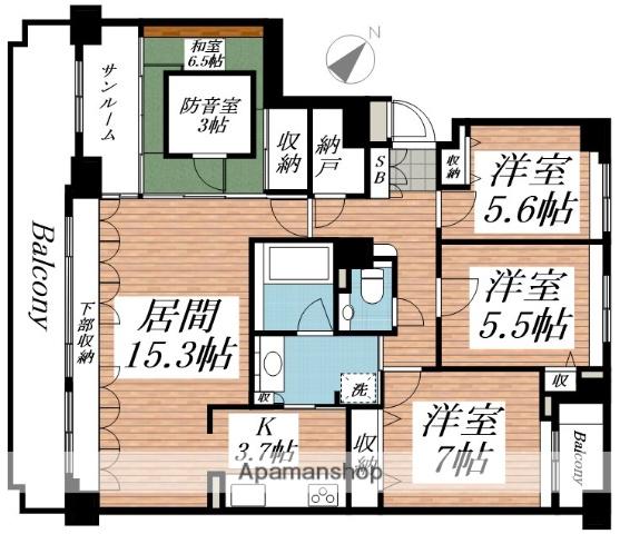 リーベンデール伏見壱番館(3LDK/2階)の間取り写真