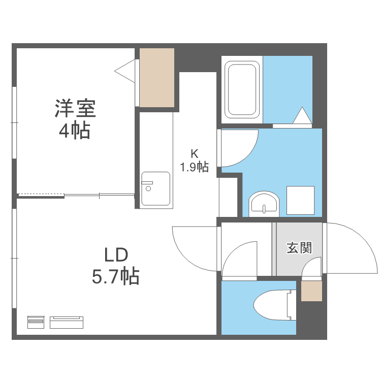 CIEL SEREIN円山(1LDK/4階)の間取り写真
