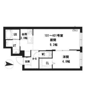 グランメール中島パーク(1LDK/4階)の間取り写真