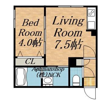 ラフィーネ西町(1LDK/1階)の間取り写真