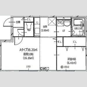 HERO YAMAHANA1(1LDK/3階)の間取り写真